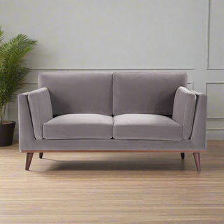 Maili Velvet 2 Seater Sofa | Stone Grey Fabric | Comfort Cushions - Sofa In Store