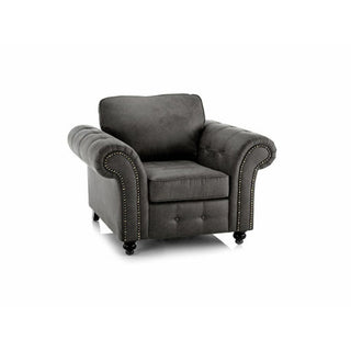 SOFAINSTORE Brantford Black Suede-Effect Armchair | Chesterfield-Inspired Rolled Arms, Tufted Detailing, Heritage Lounge Chair