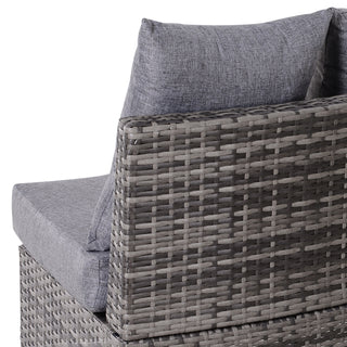 Outsunny 5 Pieces Rattan Garden Furniture Set, 4 Seater Half-Round Garden Sofa Set with Thickened Cushions, Wicker Conservatory Furniture with 4 Chairs, Rattan Coffee Table and Pillows, Grey - Sofa In Store