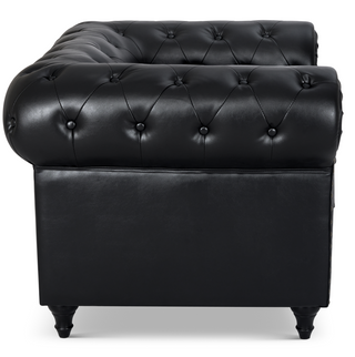 Black Leather Chesterfield 3 Seater Sofa