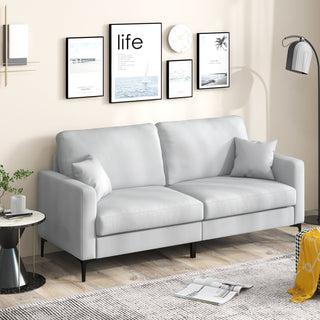 191cm Wide Upholstered Loveseat Sofa | Grey Fabric | Armrests & Pillows - Sofa In Store