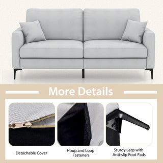 191cm Wide Upholstered Loveseat Sofa | Grey Fabric | Armrests & Pillows - Sofa In Store