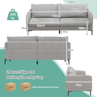 Modern Loveseat Sofa | Grey Upholstered | 3-Seater | Washable Cushions - Sofa In Store