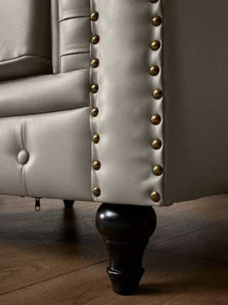 Grey Leather Chesterfield 3 Seater Sofa