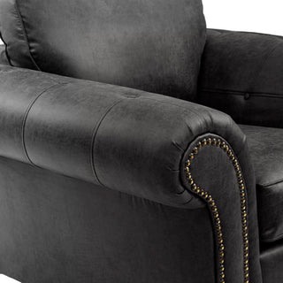 SOFAINSTORE Brantford Black Suede-Effect Armchair | Chesterfield-Inspired Rolled Arms, Tufted Detailing, Heritage Lounge Chair