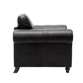 SOFAINSTORE Brantford Black Suede-Effect Armchair | Chesterfield-Inspired Rolled Arms, Tufted Detailing, Heritage Lounge Chair
