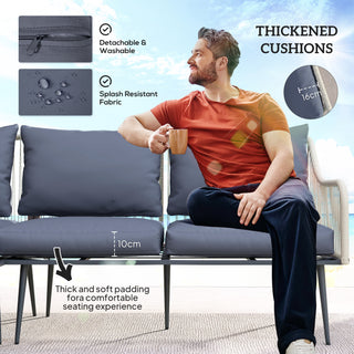 Outsunny Six-Piece Rattan Strong Garden Sofa Set - Grey - Sofa In Store