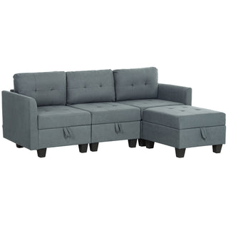 HOMCOM 'L' Shape Modular Sofa, with Storage - Dark Grey - Sofa In Store