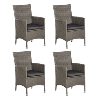 Outsunny Set of Four Rattan Armchairs, with Cushions - Grey - Sofa In Store