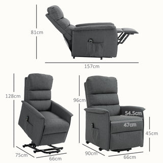 HOMCOM Electric Riser Recline Armchair, with Footrest - Dark Grey - Sofa In Store