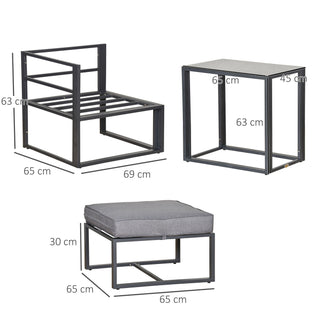 Outsunny 5 Piece Garden Aluminium Conversation Sofa Set Patio Furniture Set Outdoor 2 Sofas 2 Footstools End Table with Cushions - Sofa In Store