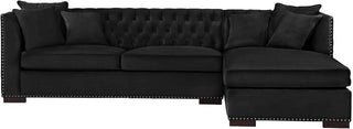 Chester Black Velvet Fabric Corner Sofa - Right Design - Sofa In Store