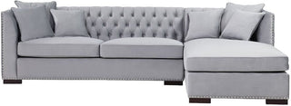 Chester Grey Velvet Corner Sofa | Luxurious Fabric | Right Facing - Sofa In Store