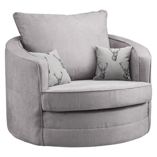 Elegant Grey Swivel Chair Sofa with Button-Tufted Arms - Sofa In Store