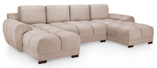 Azzuro U Shape Fabric Corner Sofa | Mocha Beige Velvet | Elegant Design - Sofa In Store