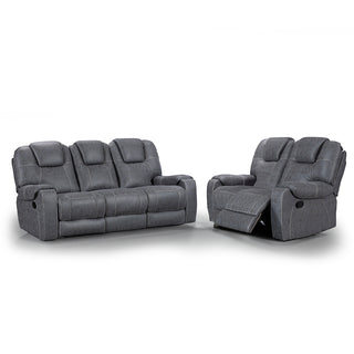 Sydney Grey Full Fabric Manual Recliner Sofa Set - Sofa In Store