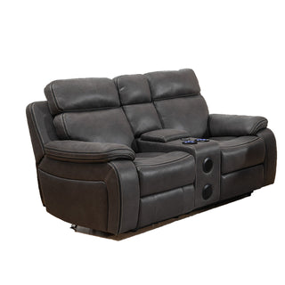 Tokyo Dark Grey Leather Electric Power Recliner Smart 2 Seater Sofa With USB Ports + Speakers - Sofa In Store