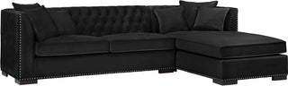 Chester Black Velvet Fabric Corner Sofa - Right Design - Sofa In Store