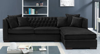 Chester Black Velvet Fabric Corner Sofa - Right Design - Sofa In Store