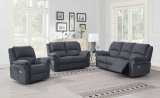 Wentworth Grey 3+1+1 Recliner Sofa Set | Velvet Upholstery | USB Charging - Sofa In Store