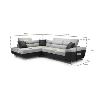 Anton Grey Fabric Corner Sofabed | Left Hand Facing | Storage Solution - Sofa In Store