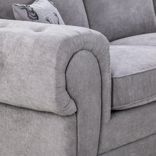 Verona Grey Fabric 2 Seater Sofa | Elegant Scroll Arms | Foam Cushions - Sofa In Store