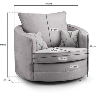 Elegant Grey Swivel Chair Sofa | Button-Tufted Arms | Foam Cushions - Sofa In Store