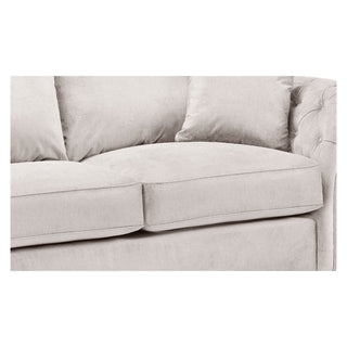 Close-up of the Windsor Beige Fabric Large Corner Sofa by Beehive Furniture, featuring plush cushions and an elegant tufted armrest design.