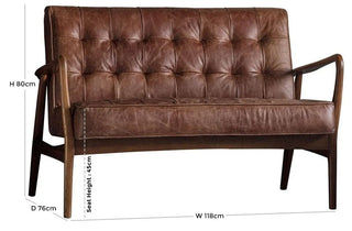 Humber Vintage Brown Leather 2 Seater Sofa | Stylish Comfort | Durable Design - Sofa In Store