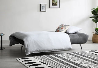 Lux Themis Grey Futon Sofa Bed | Soft Textured Weave | Space-Saving Design - Sofa In Store