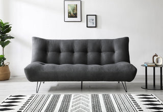 Lux Themis Grey Futon Sofa Bed | Soft Textured Weave | Space-Saving Design - Sofa In Store