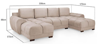 Azzuro U Shape Fabric Corner Sofa | Mocha Beige Velvet | Elegant Design - Sofa In Store