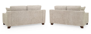 The Beehive Furniture Nebraska Beige Fabric 3+2 Seater Sofa features clean lines and dark wooden legs, offering elegant comfort and a luxurious design—ideal for contemporary living spaces.