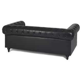 Black Leather Chesterfield 3 Seater Sofa