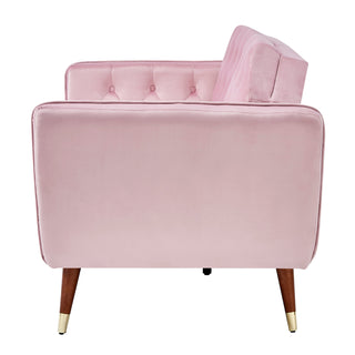 SOFAINSTORE Vellaro Pink Velvet Fabric Sofa Bed – 3 Seater | Tufted Back, Fold-Out Design, Mid-Century Modern