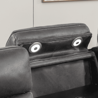 Tokyo Dark Grey Leather Electric Power Recliner Smart 2 Seater Sofa With USB Ports + Speakers - Sofa In Store