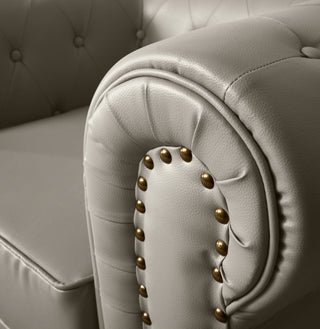 Grey Leather Chesterfield 3 Seater Sofa