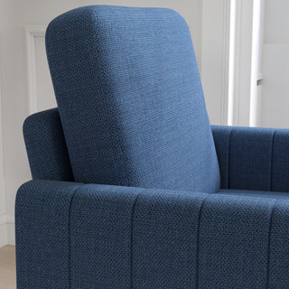 HOMCOM Modern Boxy Linen-Look Armchair - Blue - Sofa In Store