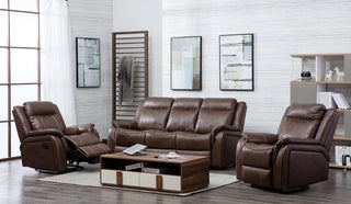 New Hampshire Tan Brown Recliner Sofa Set 3+1+1 – LeatherAir 3 Piece Lounge Suite - Sofa In Store