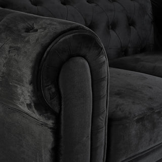 Black Velvet Chesterfield 3 Seater Sofa