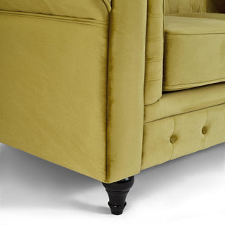 Olive Gold Velvet Chesterfield 3 Seater Sofa
