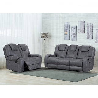 Sydney Grey Full Fabric Manual Recliner Sofa Set - Sofa In Store