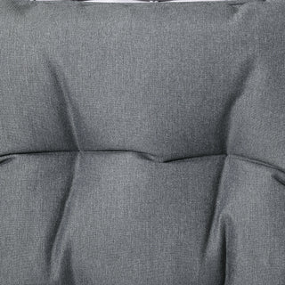 Close-up of a gray, textured cushion with visible seams and soft folds, designed for the Outsunny Garden PE Rattan Dining Sofa Set—an outdoor 4-seater wicker furniture set in mixed grey with high back chairs and a tempered glass coffee table.