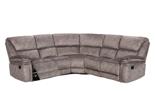 SOFAINSTORE Montera Modular Recliner Corner Sofa – 2+C+2 Configuration | Taupe Suede Fabric, Dual Manual Recliners, High-Back Plush Comfort for Luxe Living