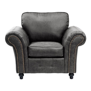 SOFAINSTORE Brantford Black Suede-Effect Armchair | Chesterfield-Inspired Rolled Arms, Tufted Detailing, Heritage Lounge Chair