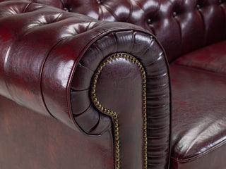 SOFAINSTORE Lancaster Oxblood Red Chesterfield Corner Sofa – Large Curved Design | Vintage Grandeur, Button-Tufted Arms