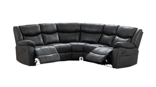 SOFAINSTORE Vistara Black Fabric Recliner Corner Cinema Sofa – 6 Seater, Dual Manual Recline, Plush Deep Cushions