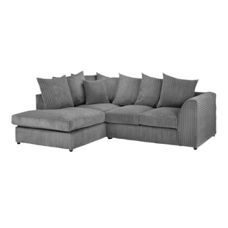 SOFAINSTORE Harley Grey Cord Fabric Corner Sofa – Left Hand Facing | Chunky Corduroy, Pillow Back, Deep Seats