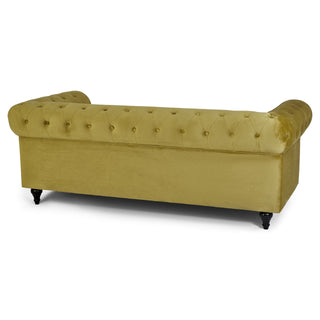 Olive Gold Velvet Chesterfield 3 Seater Sofa