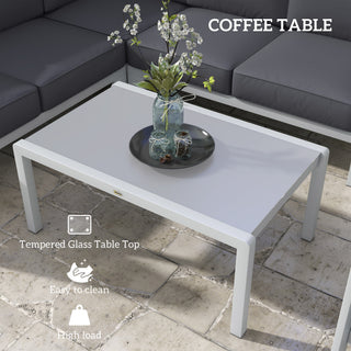 Outsunny Five-Piece Aluminium Garden Sofa Set, with Glass-Top Table - Grey - Sofa In Store